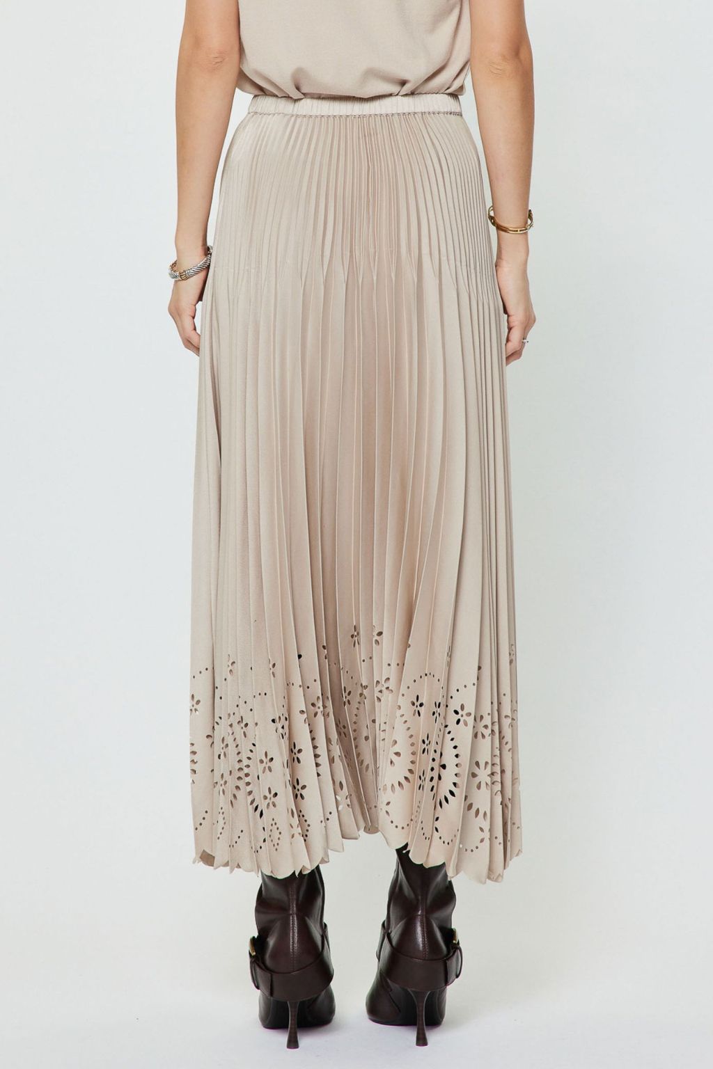Olive and Bette's - Pleated Laser Cut Maxi Skirt