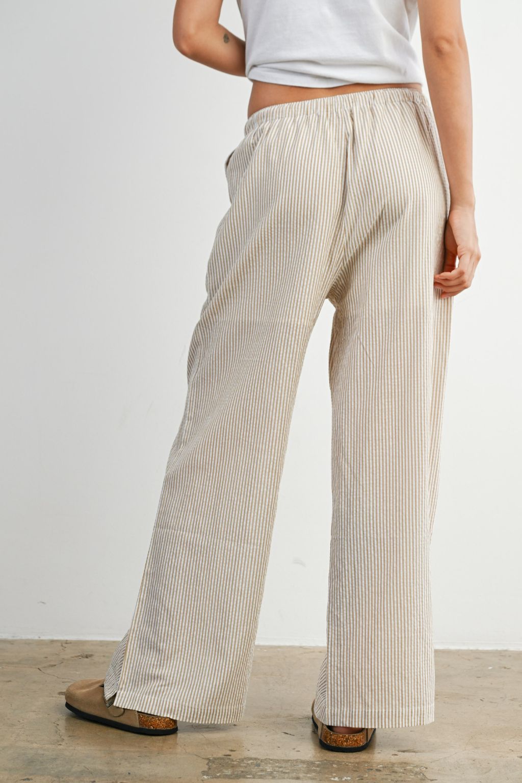 Road G - Drawstring Waist Striped Pants