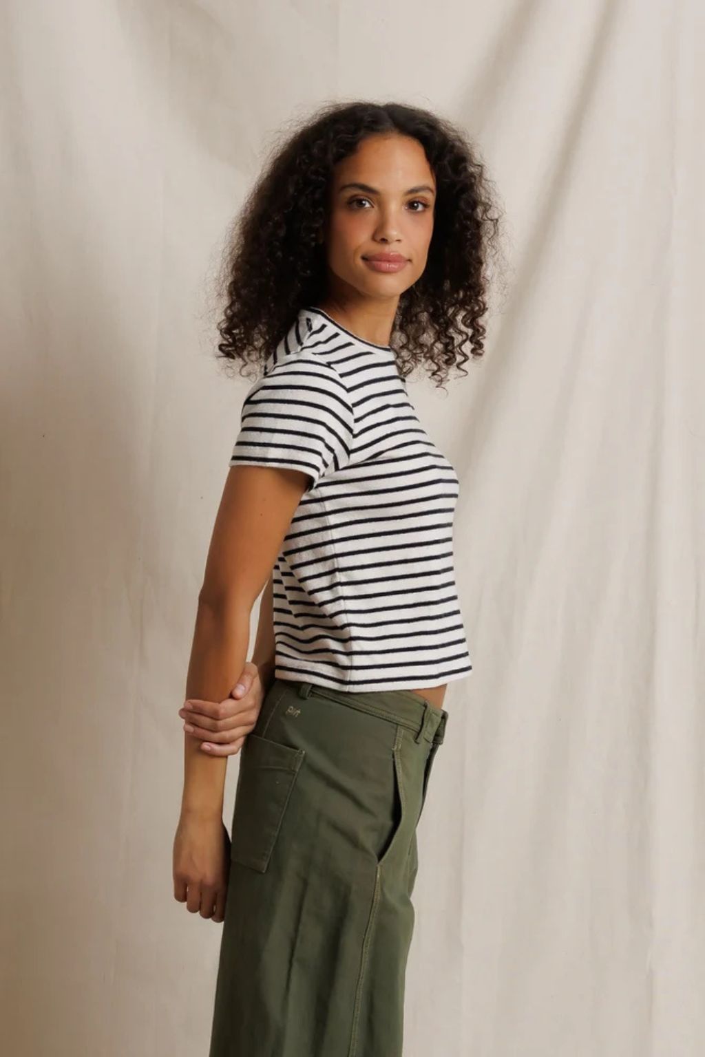 Perfect White Tee - Carter S/S Striped Tee