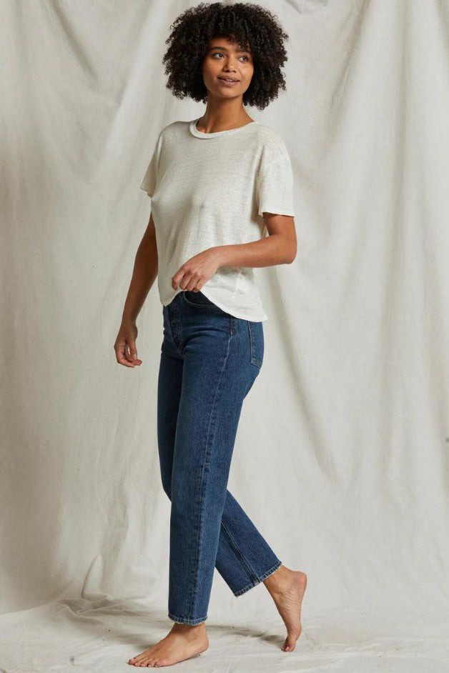 Perfect White Tee - Patsy Linen Spandex Crew Tee