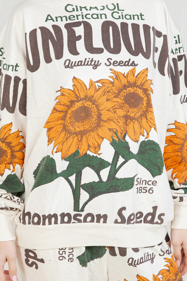 Olive and Bette's - Sunflower Hand Block Printed Sweatsuit