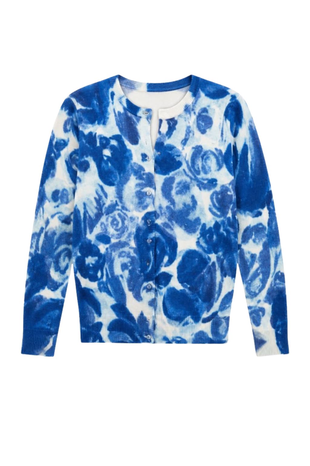 Autumn Cashmere - Watercolor Rose Baby Cardigan - Navy Combo