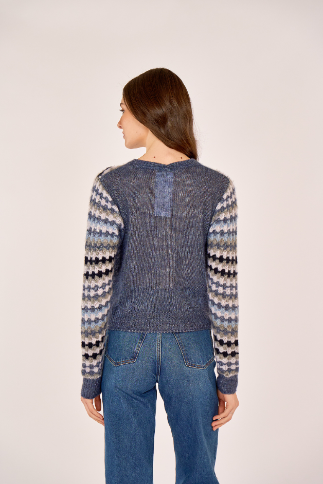 Autumn Cashmere - Multi Color Stitch Crew - Denim