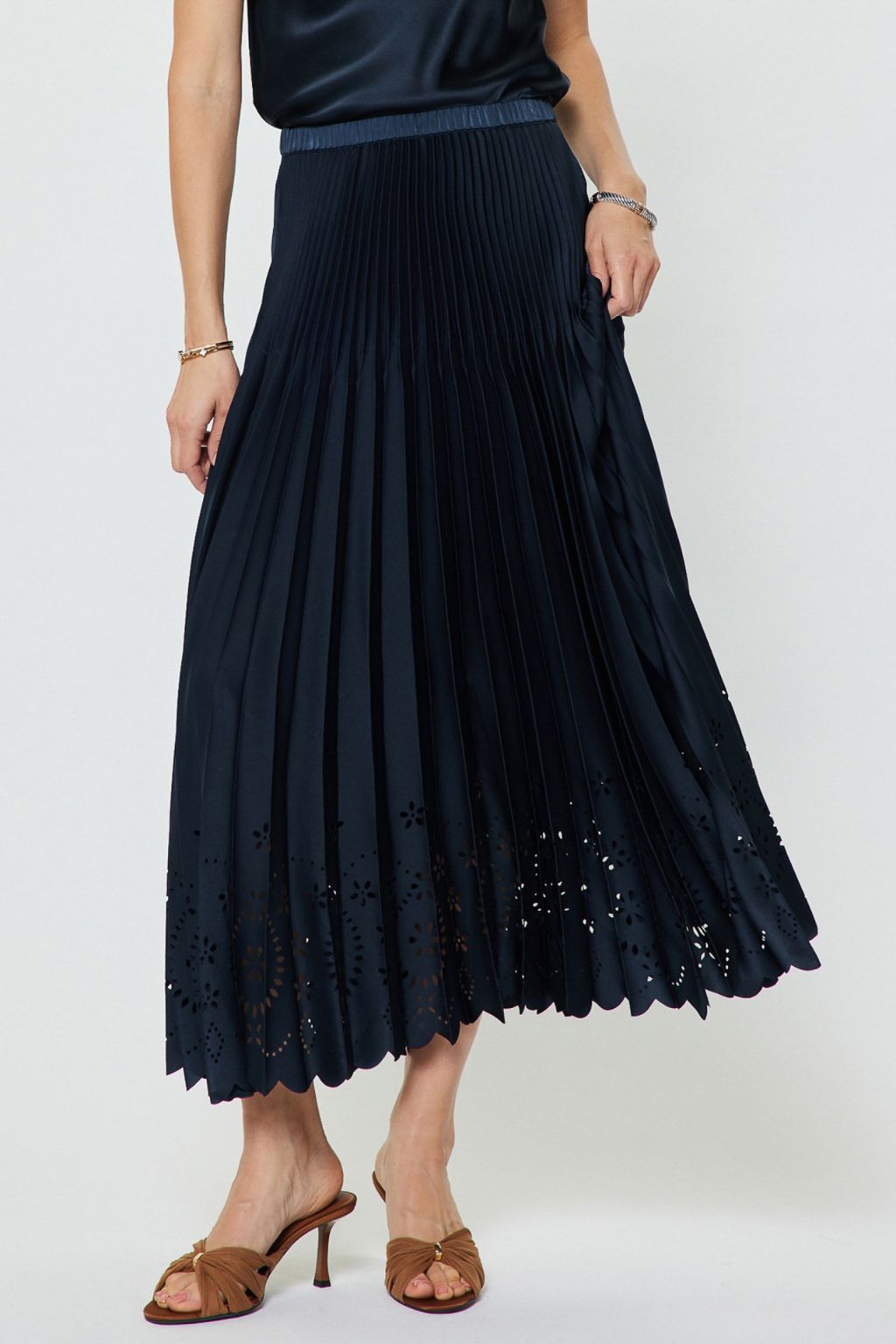Olive and Bette's - Pleated Laser Cut Maxi Skirt