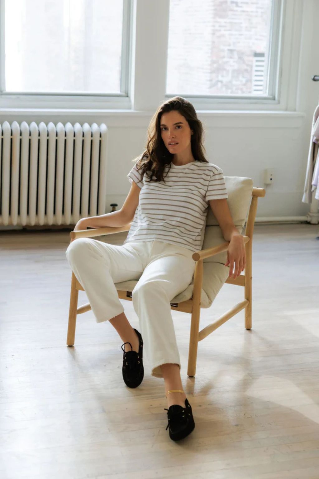 Perfect White Tee - Everett Stripe Crewneck Tee