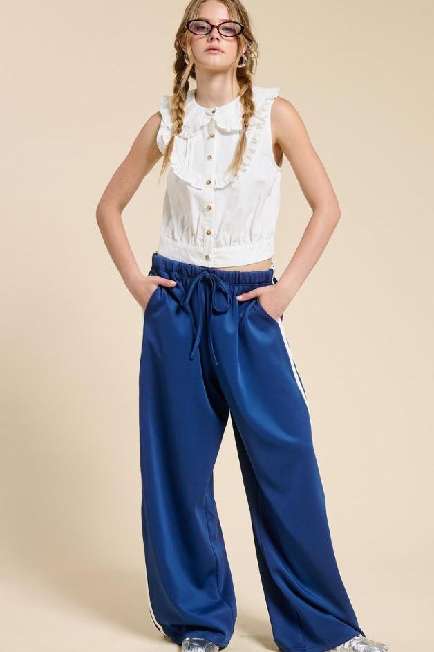 Olive and Bette's - Side Striped Wide Leg Track Pants