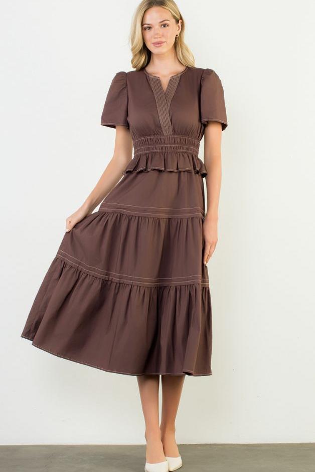 Olive and Bette's - Puff Sleeve Tiered Maxi Dress