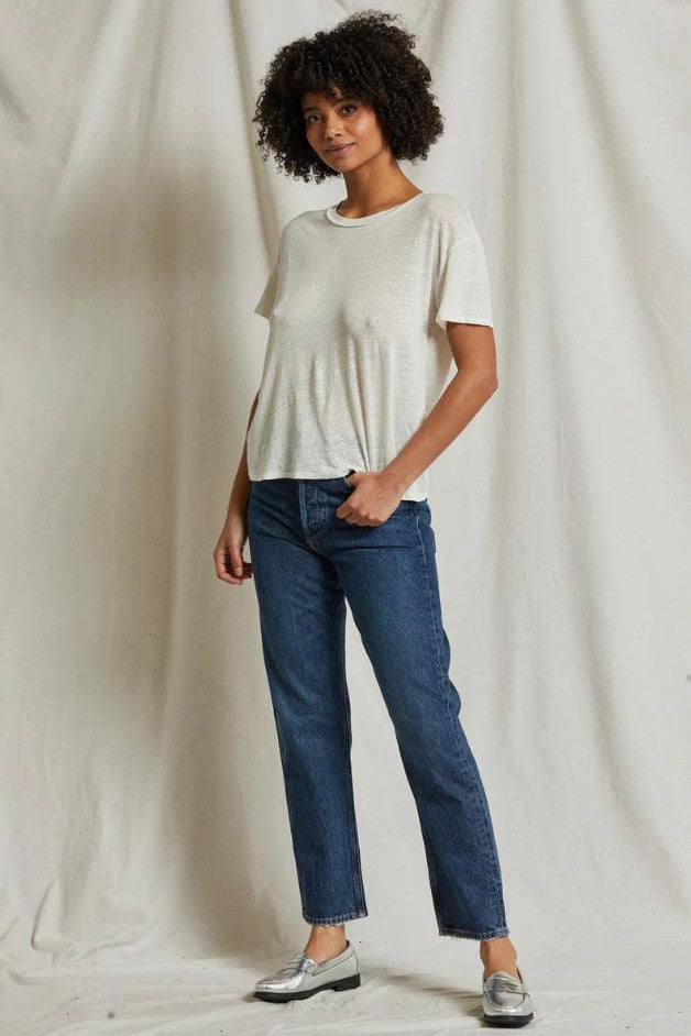 Perfect White Tee - Patsy Linen Spandex Crew Tee