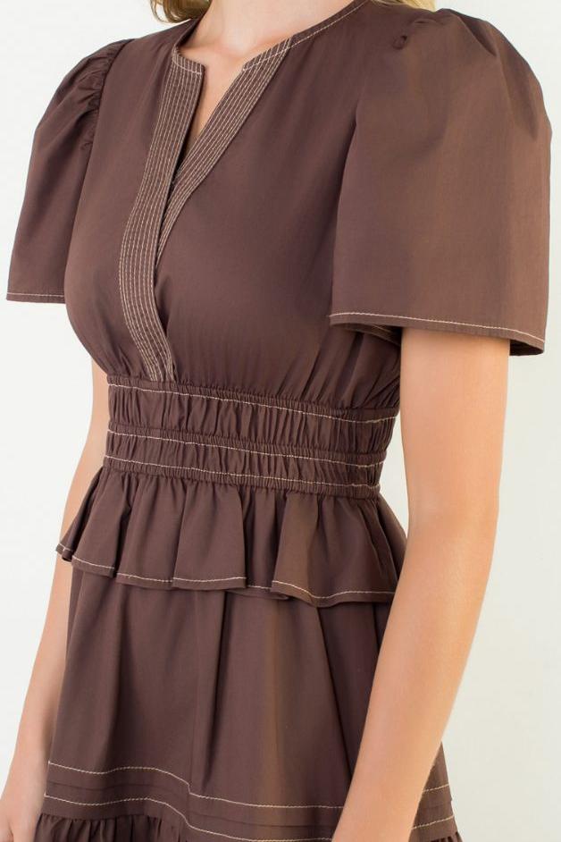 Olive and Bette's - Puff Sleeve Tiered Maxi Dress