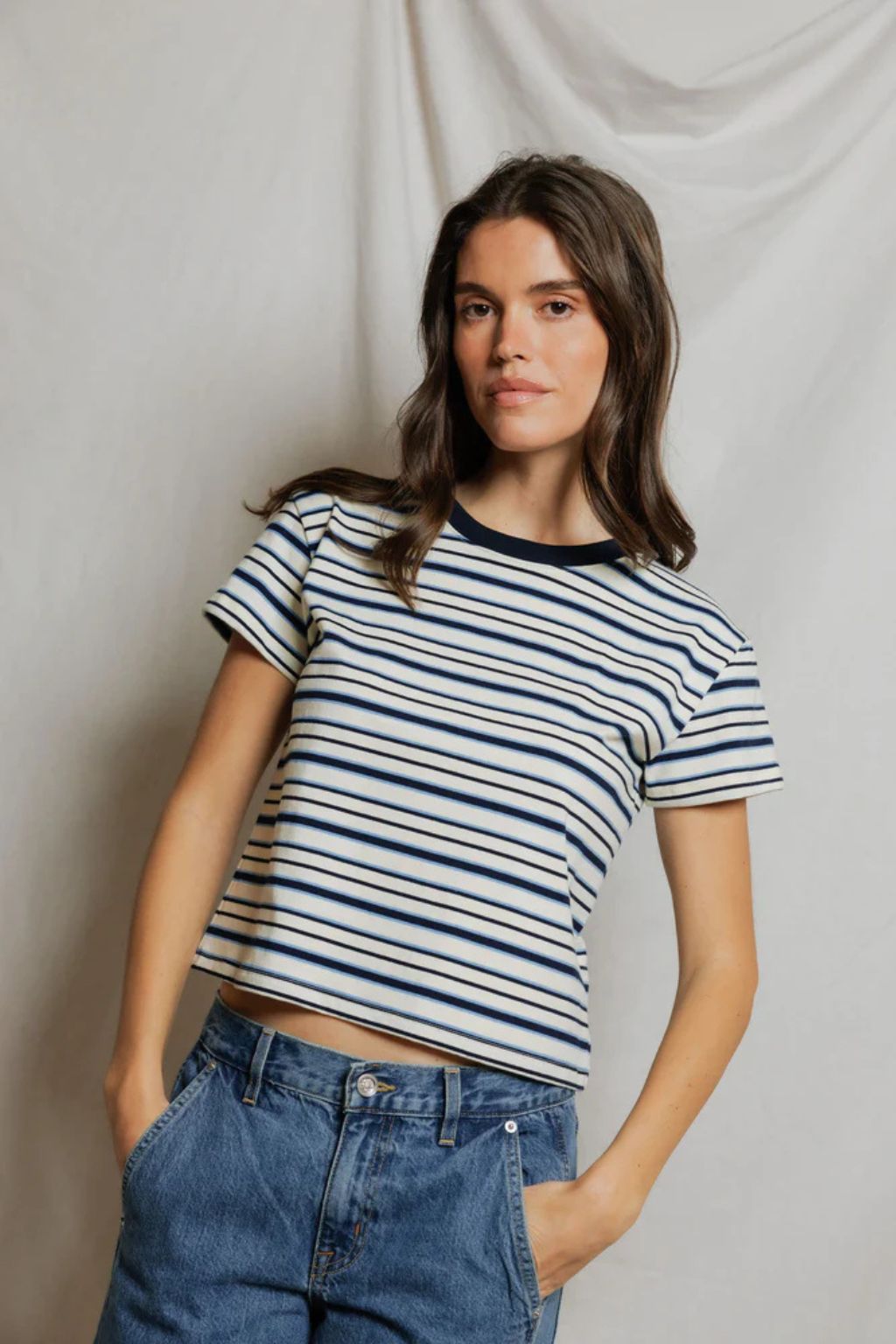Perfect White Tee - Dawn Stripe Tee
