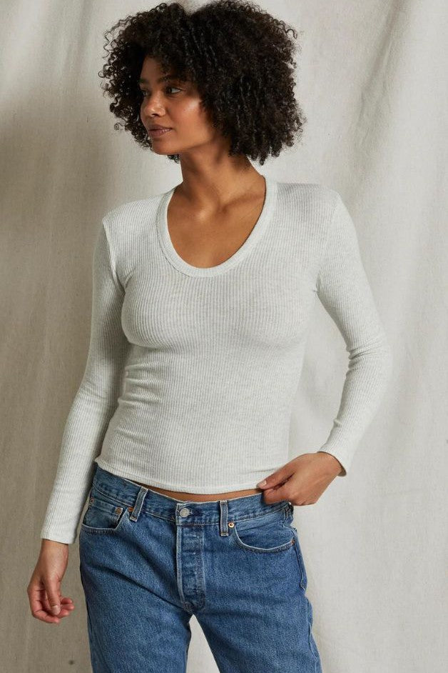 Perfect White Tee - Whitney Sweater Rib LS U-Neck