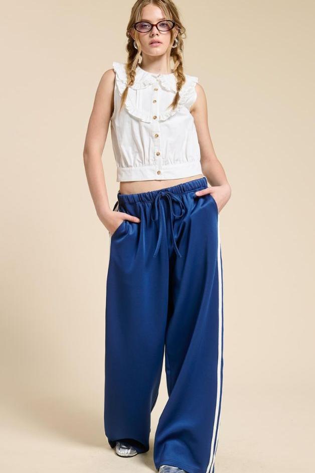 Olive and Bette's - Side Striped Wide Leg Track Pants