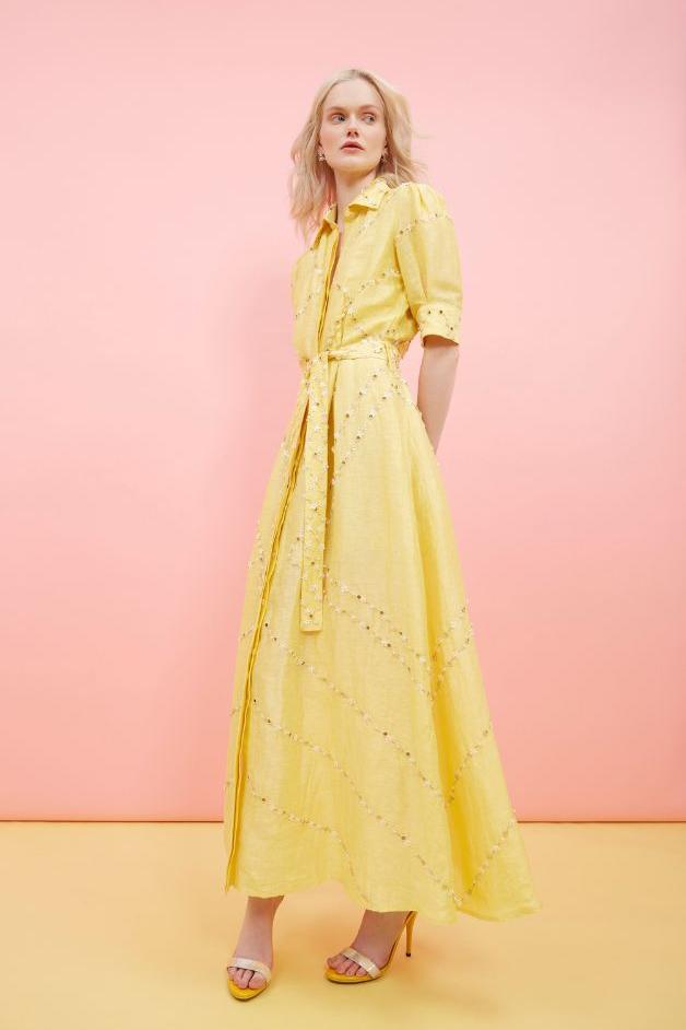La Fuori - Soleil Eylet Embroidered Shirtdress - Butter Yellow