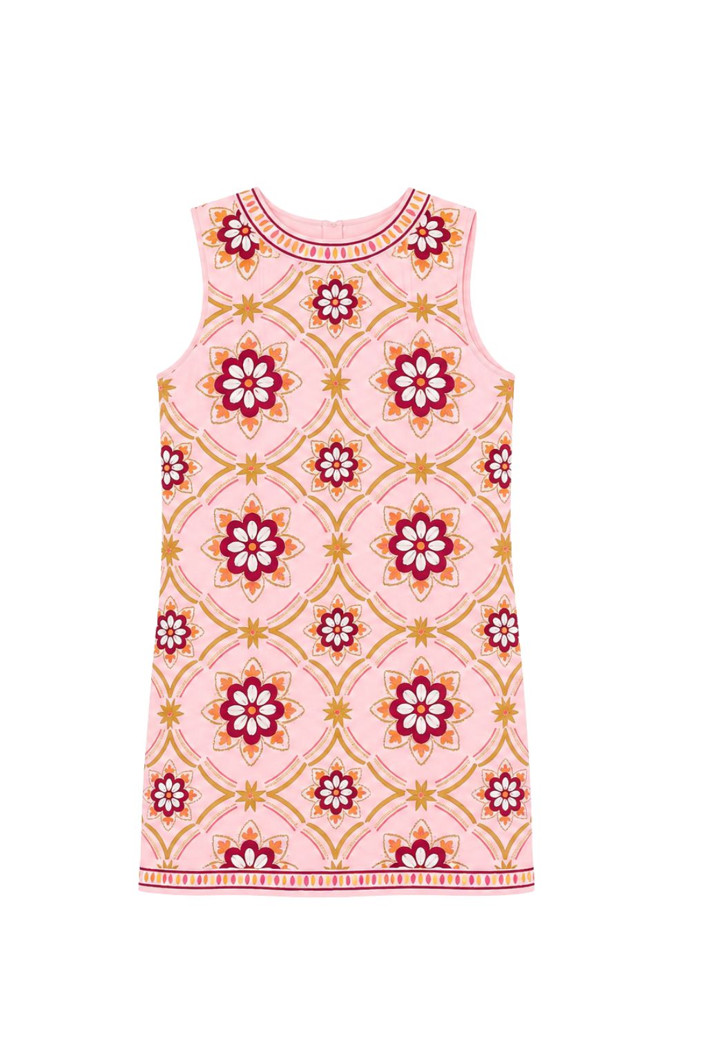 Olive and Bette's - Sleeveless Floral Embroidery Detail Dress - Pink