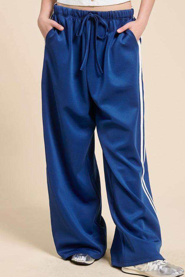 Olive and Bette's - Side Striped Wide Leg Track Pants — Olive