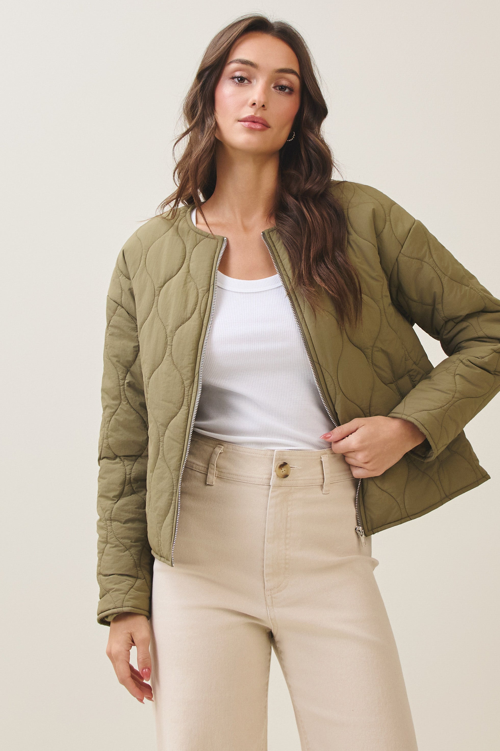 Olive and Bette's - Quilted Jacket- Olive