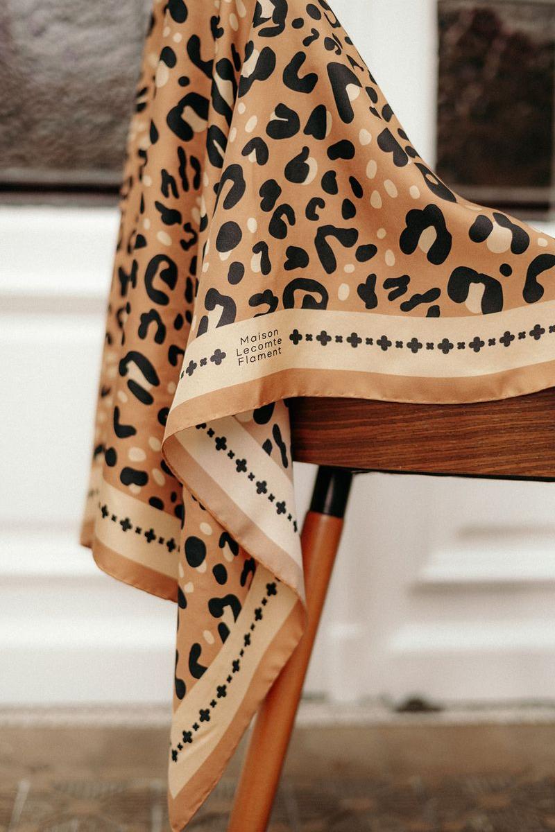Maison Lecomte Flament - Silk Scarf - Leo Camel