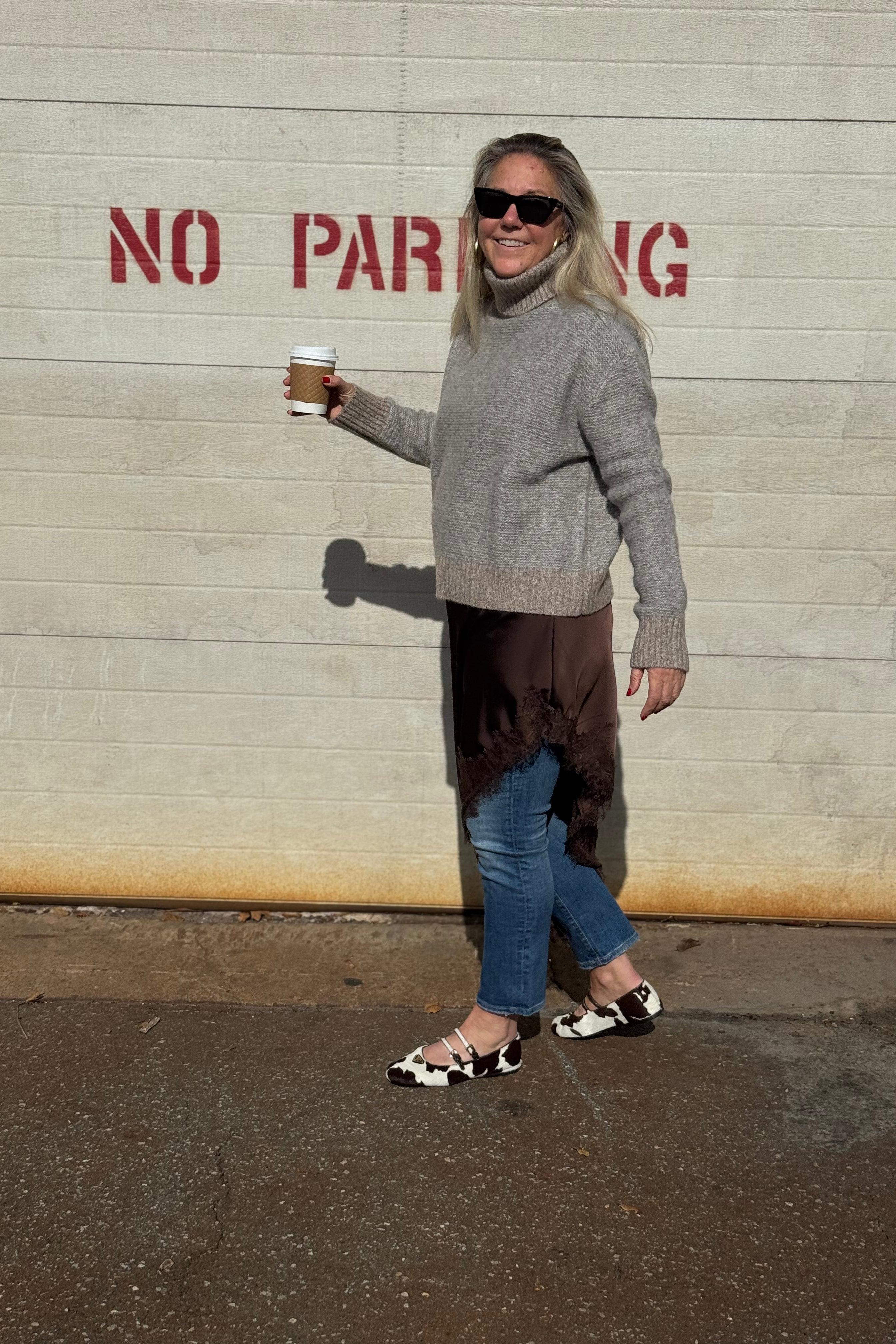 Hasson - Boxy Ministripe TNeck - Oatmeal/Grey