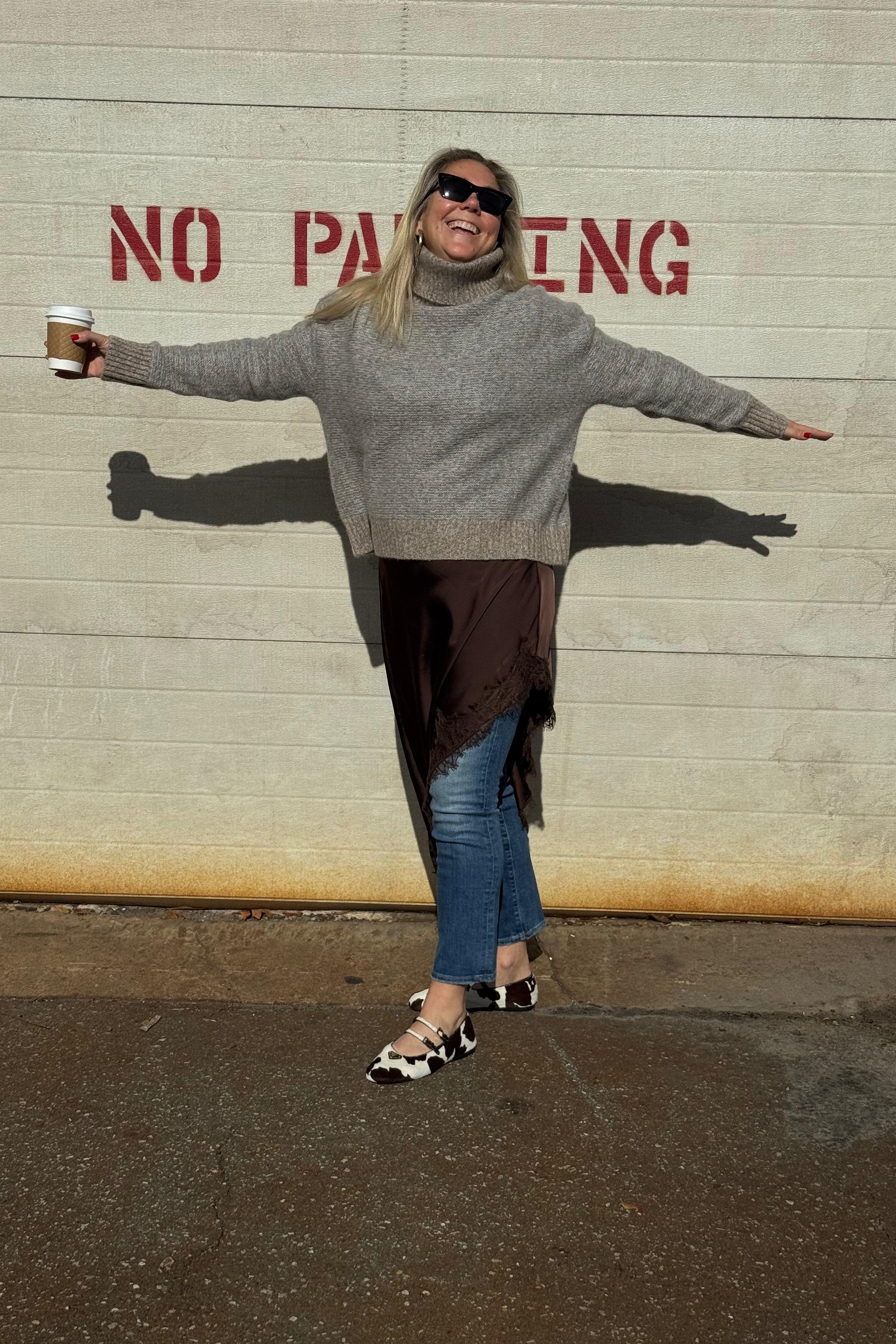 Hasson - Boxy Ministripe TNeck - Oatmeal/Grey