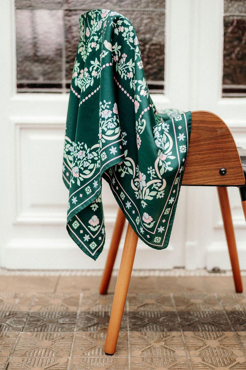 Maison Lecomte Flament - Silk Scarf - Secret Garden Vert