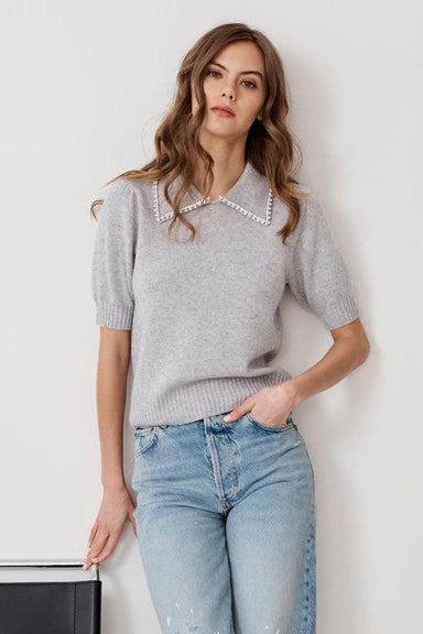 Peter Pan Collar W/ Rhinestone Trim