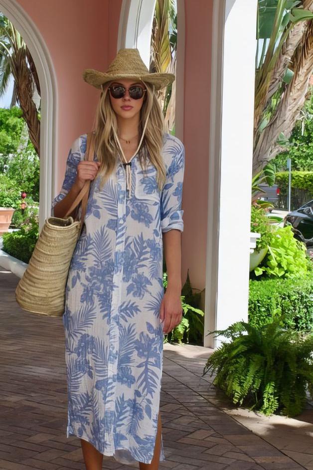 knee length dresses for ladies Felicite Boyfriend Gauze Maxi Dress – Melmira Bra & Swimsuits main image 1