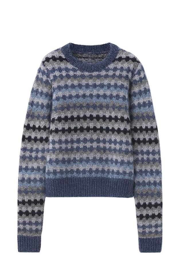 Autumn Cashmere - Multi Color Stitch Crew - Denim