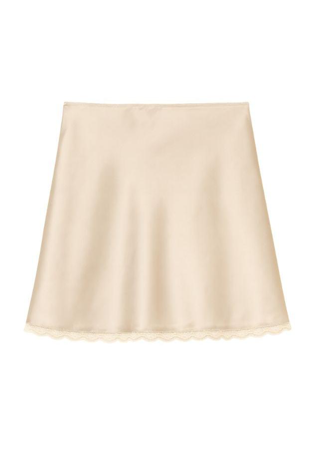Road G - Lace Trim Satin Mini Skirt