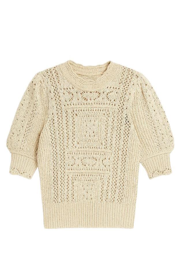 Autumn Cashmere - Puff Sleeve Tile Stitch Mock