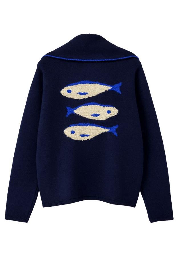 Olive and Bette's - 3 Fish Open Cardigan - Navy