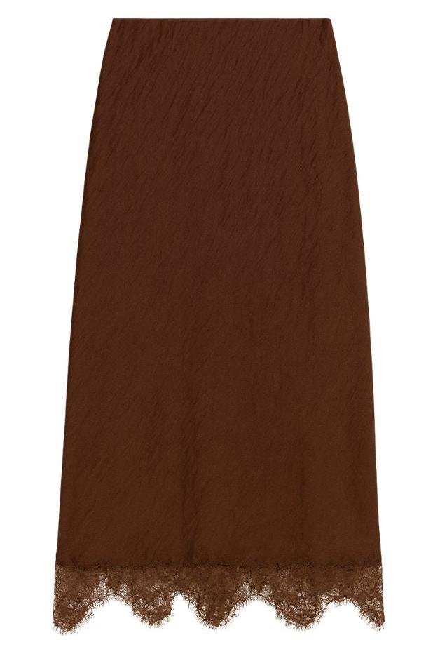 Olive and Bette's - Lace Trim Midi Skirt - Brown