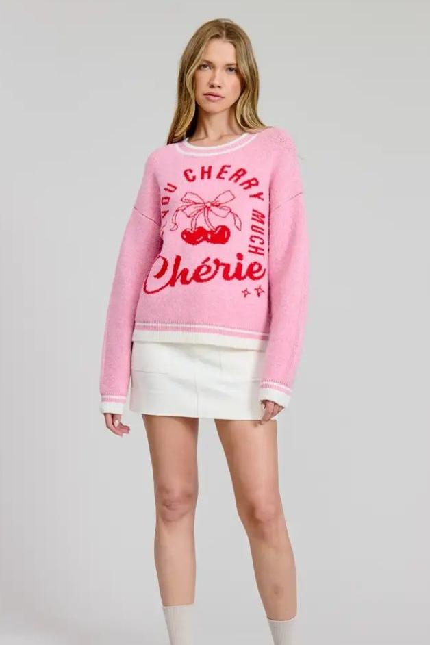 Olive and Bette's - Cherry Cherie Sweater - Pink