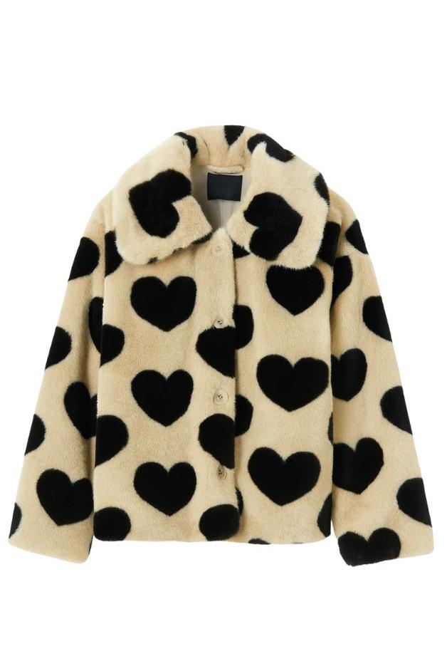 Lisa Todd - Love Shag Furry Heart Jacket - Cream/Black