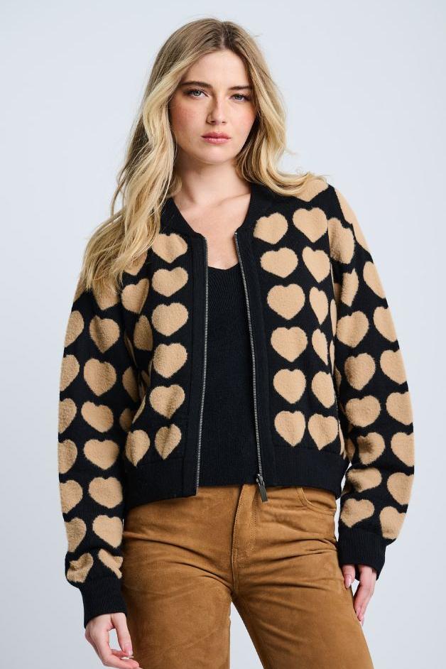 Lisa Todd - All Heart Zip Up Bomber - Black/Camel
