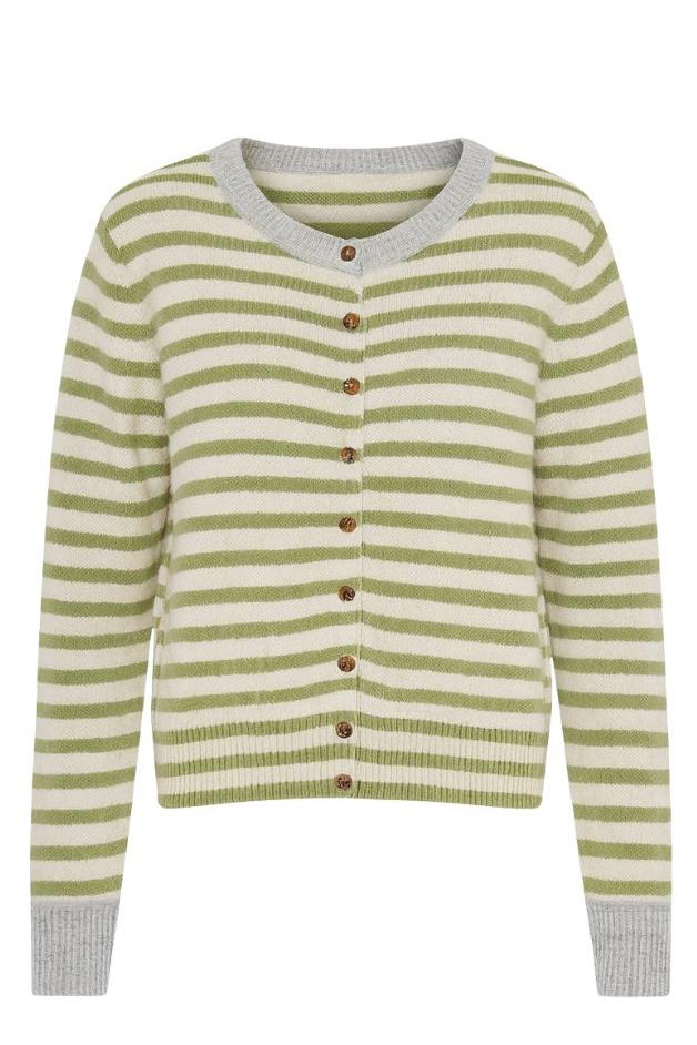 Road G - Striped Cardigan - Olive/Oat/Grey