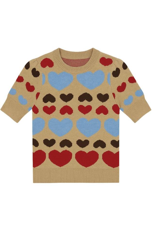 Olive and Bette's - Hearts Puff Sleeve Sweater