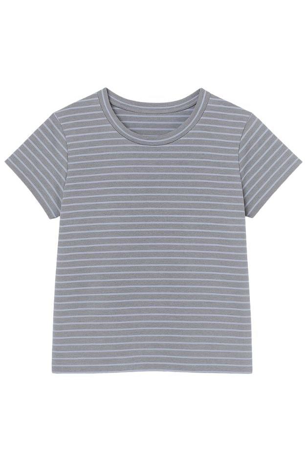 Road G - Sunday Striped Baby Tee - Grey/Blue