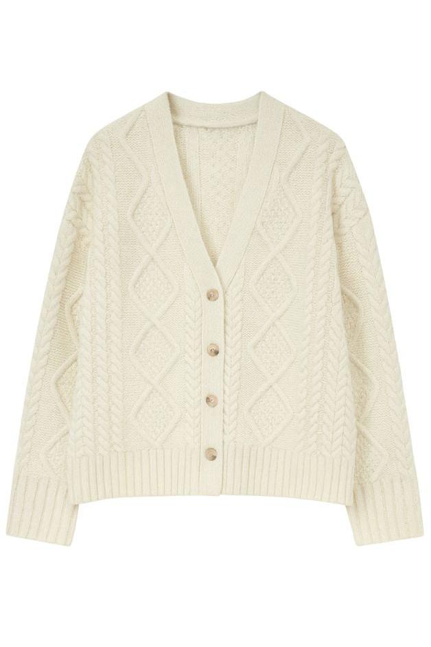 Olive and Bette's - V Neck Fisherman Cardigan