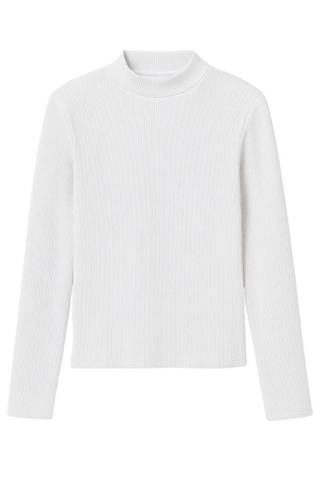 Perfect White Tee - Lauryn Mock Neck Long Sleeve Tee