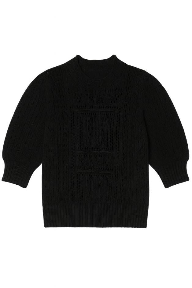 Autumn Cashmere - Puff Sleeve Tile Stitch Mock