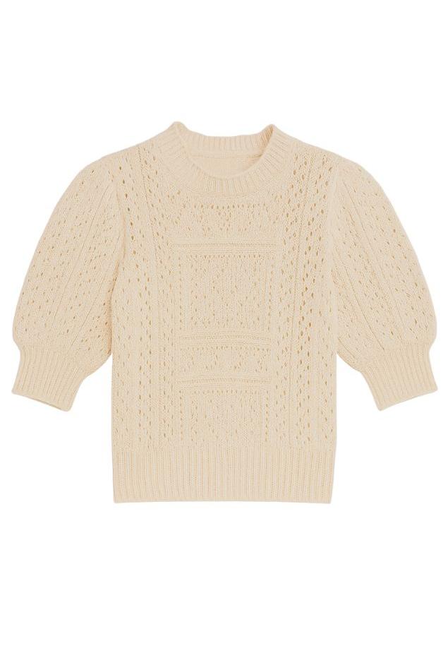 Autumn Cashmere - Puff Sleeve Tile Stitch Mock