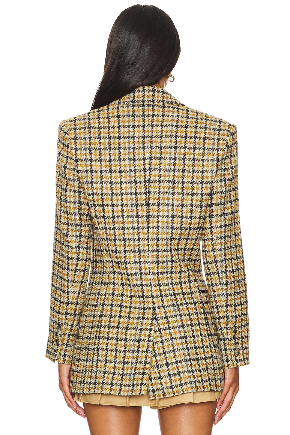 Smythe - Tailored Boyfriend Blazer - Ochre Houndstooth