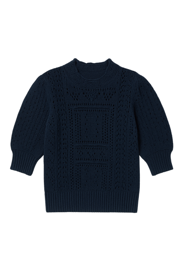 Autumn Cashmere - Puff Sleeve Tile Stitch Mock