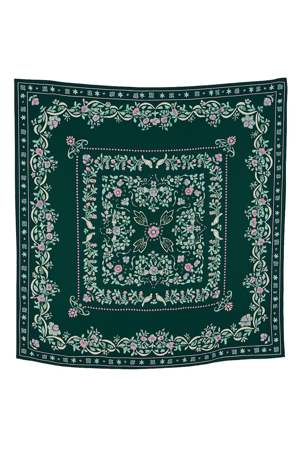 Maison Lecomte Flament - Silk Scarf - Secret Garden Vert