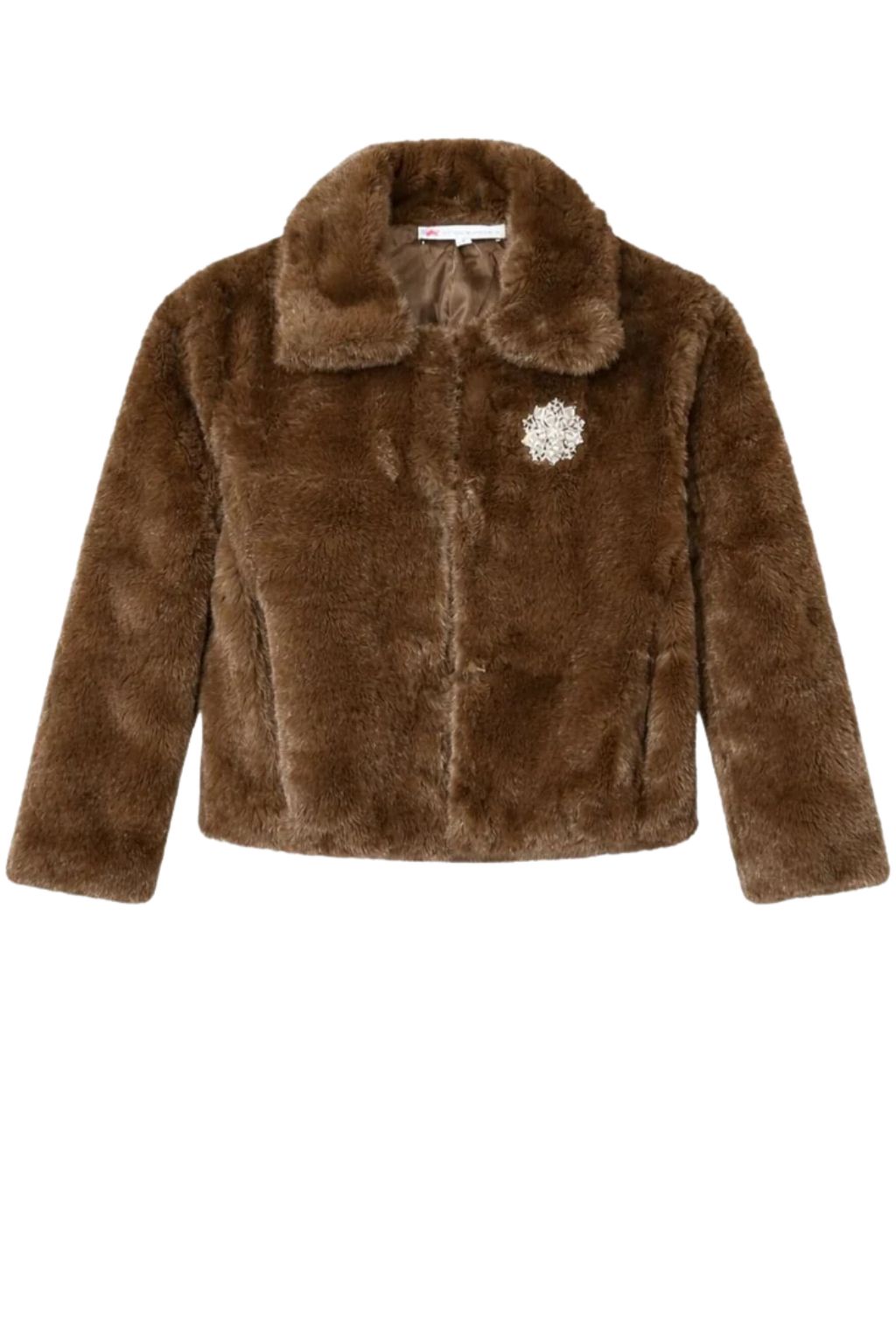 Olive and Bette's - Brooch Faux Fur Coat - Brown