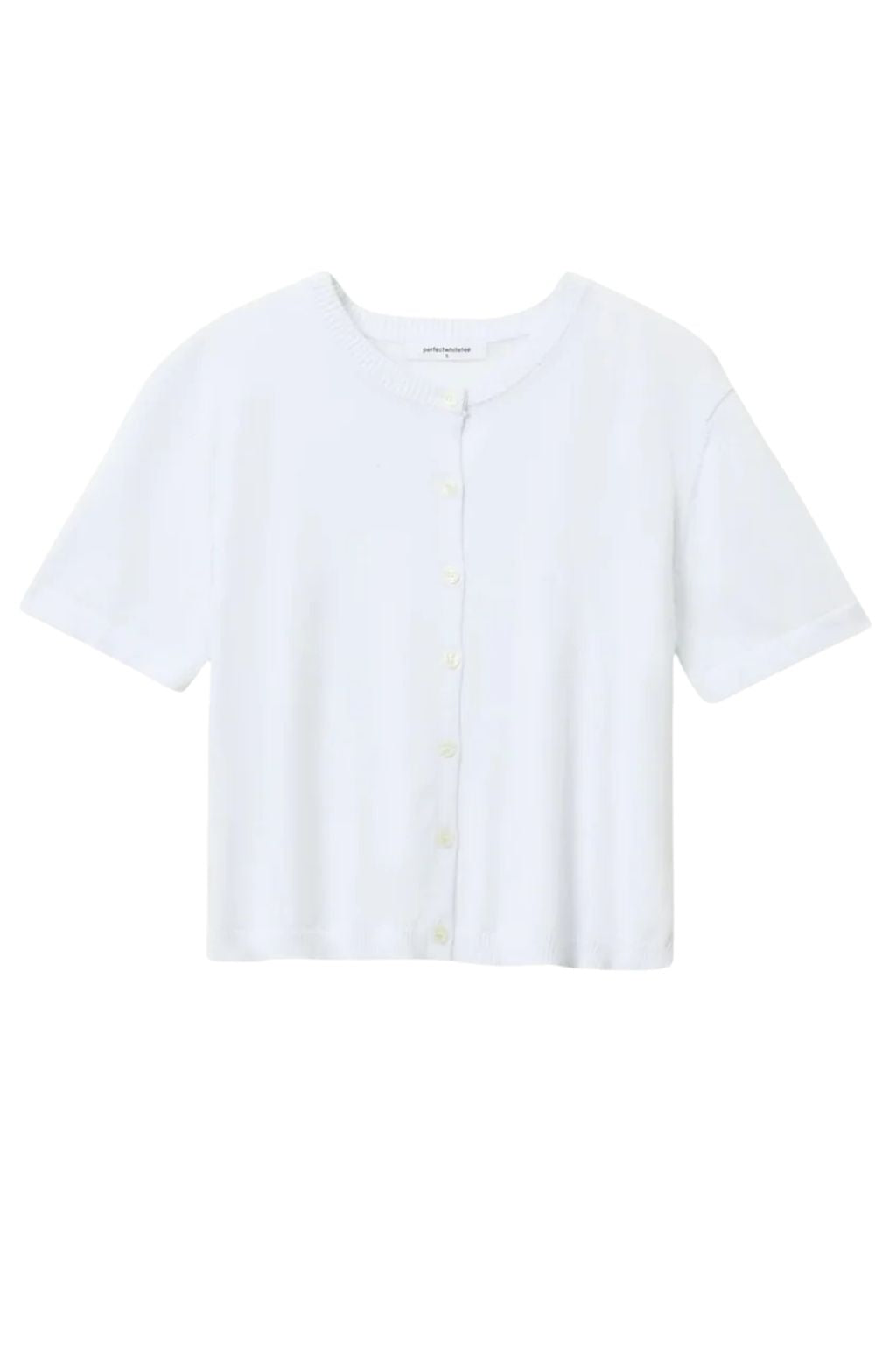 PerfectWhiteTee - Maude Short Sleeve Cardigan - White