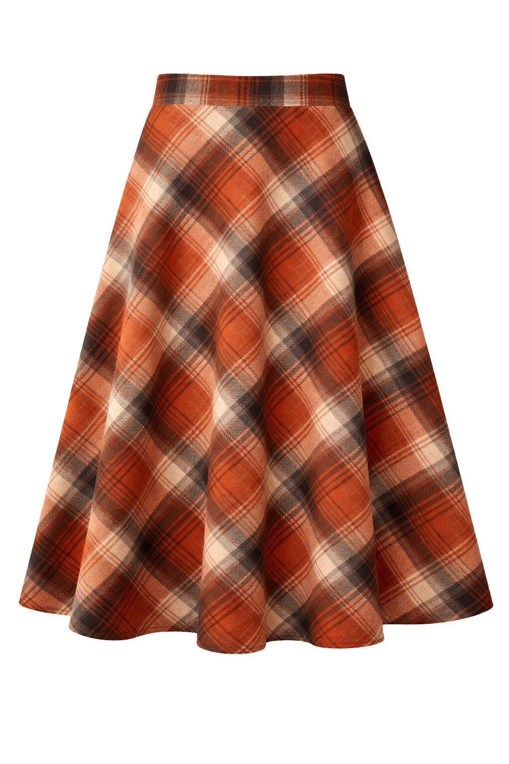 Olive and Bette's - High Waisted Plaid Midi Skirt