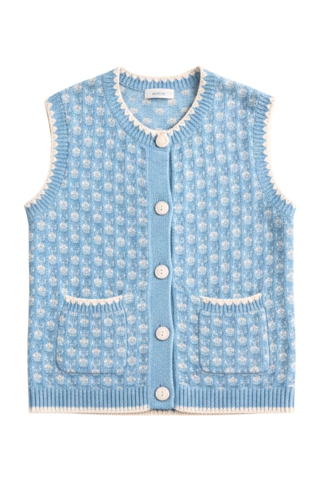 Autumn Cashmere - 2-Tone Texture Stitch Vest W/ Pockets