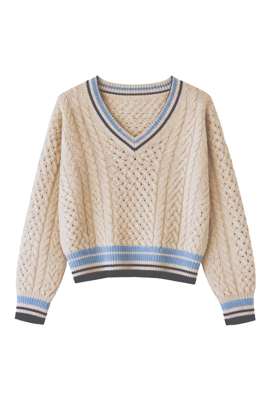 Autumn Cashmere - Open Fisherman Cable Tennis V