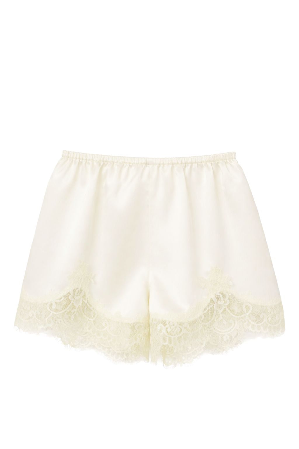 Road G - Lace Trim Satin Shorts - Ecru
